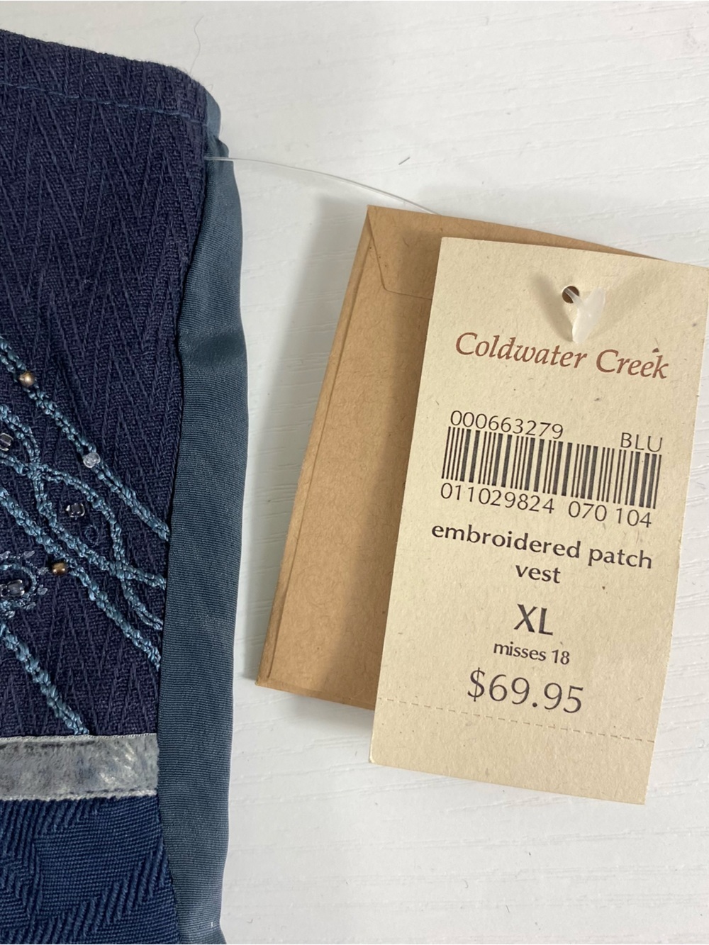 Coldwater Creek Womens Vest Size XL Embroidered Patchwork Artsy Navy Blue $69 - Picture 3 of 14
